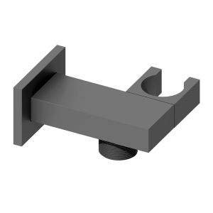 Abacus Anthracite Square Wall Outlet Elbow with Hand Shower Holder