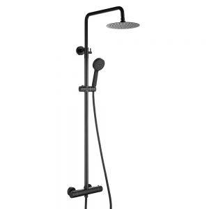 Abacus Emotion Matt Black Exposed Thermostatic Rigid Riser Shower Kit