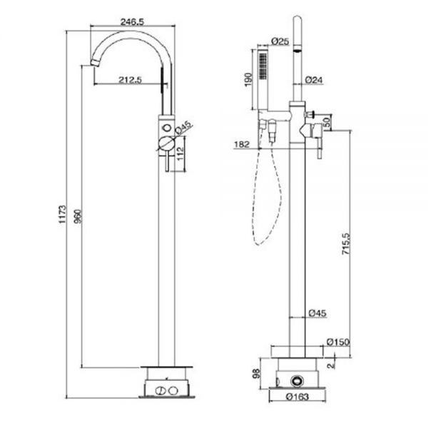 Abacus Iso Brushed Bronze Floor Standing Bath Shower Mixer Tap #2