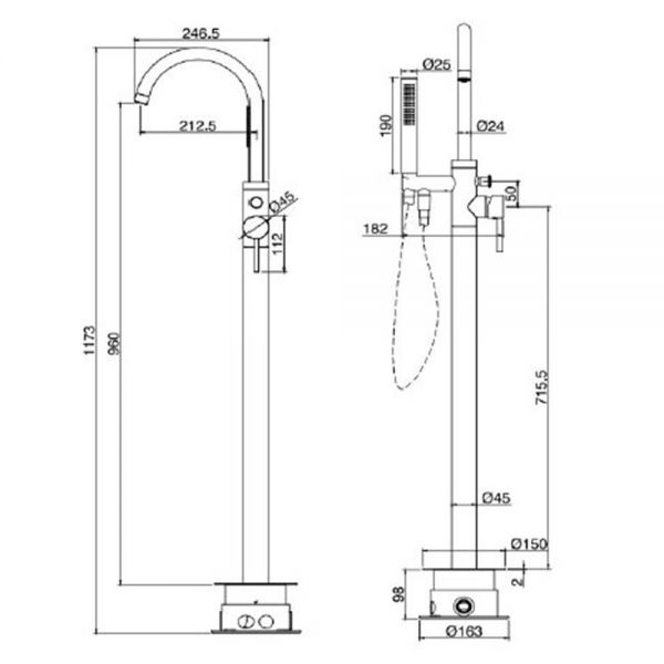 Abacus Iso Brushed Nickel Floor Standing Bath Shower Mixer Tap #2
