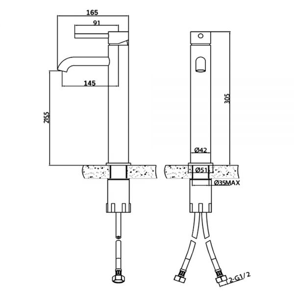 Abacus Iso Brushed Nickel Tall Basin Mixer Tap #2