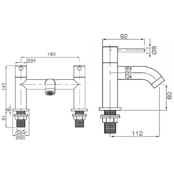 Abacus Iso Chrome Bath Filler Tap #2