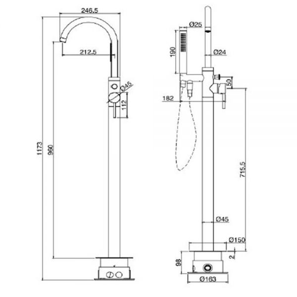 Abacus Iso Chrome Floor Standing Bath Shower Mixer Tap #2