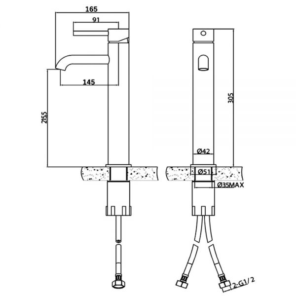Abacus Iso Chrome Tall Basin Mixer Tap #2