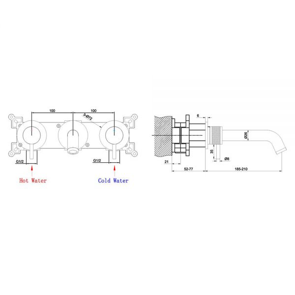 Abacus Iso Pro Anthracite 3 Hole Wall Mounted Basin Mixer Tap #2