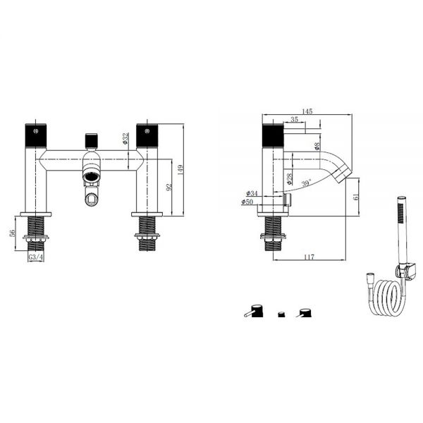 Abacus Iso Pro Anthracite Bath Shower Mixer Tap #2