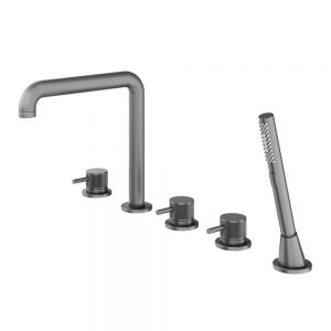 Abacus Iso Pro Anthracite Deck Mounted 5 Hole Bath Shower Mixer Tap