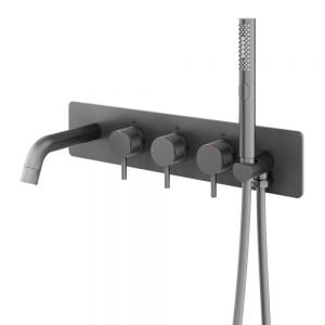 Abacus Iso Pro Anthracite Wall Mounted 5 Hole Wall Mounted Bath Shower Mixer Tap