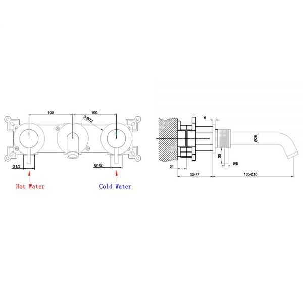 Abacus Iso Pro Brushed Bronze 3 Hole Wall Mounted Basin Mixer Tap #2