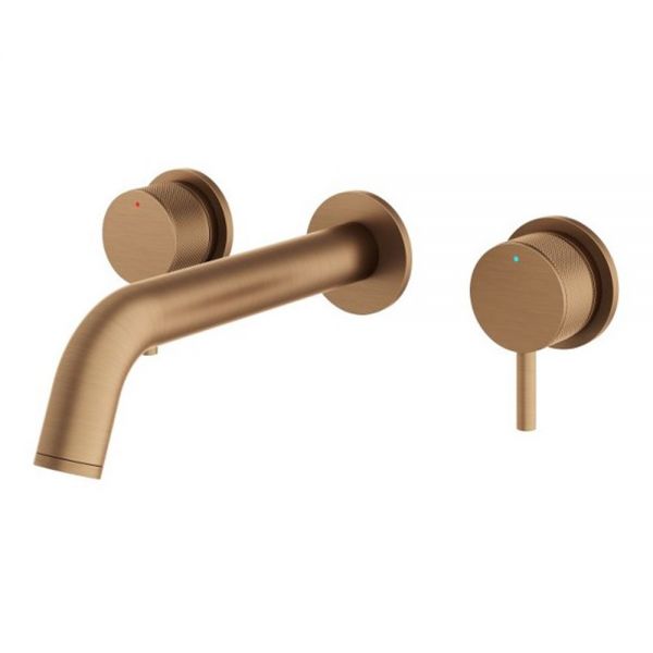 Abacus Iso Pro Brushed Bronze 3 Hole Wall Mounted Basin Mixer Tap