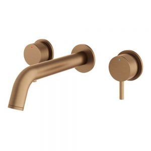 Abacus Iso Pro Brushed Bronze Wall Mounted 3 Hole Wall Mounted Basin Mixer Tap