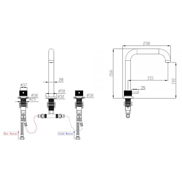 Abacus Iso Pro Brushed Bronze Deck Mounted 3 Hole Basin Mixer Tap #2