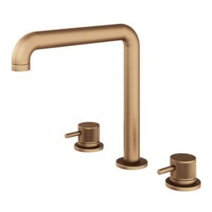 Abacus Iso Pro Brushed Bronze Deck Mounted 3 Hole Basin Mixer Tap