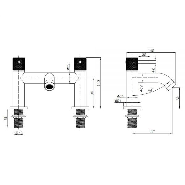 Abacus Iso Pro Brushed Bronze Bath Filler Tap #2