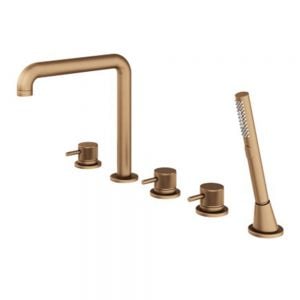 Abacus Iso Pro Brushed Bronze Deck Mounted 5 Hole Bath Shower Mixer Tap