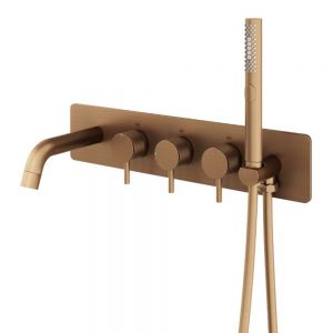 Abacus Iso Pro Brushed Bronze 5 Hole Wall Mounted Bath Shower Mixer Tap
