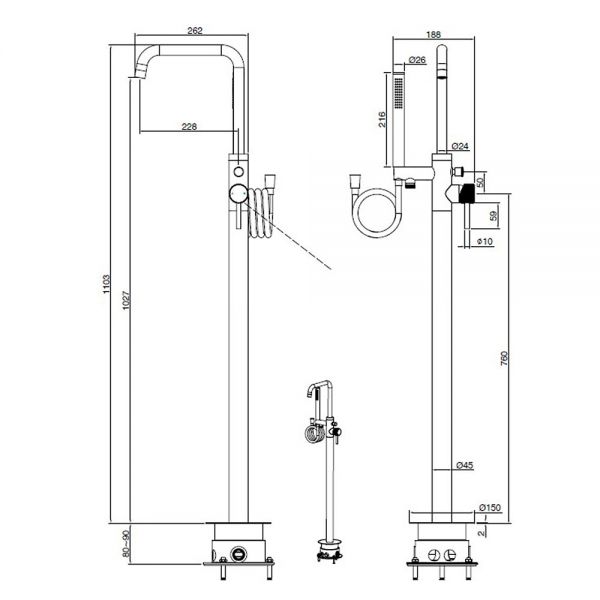 Abacus Iso Pro Brushed Bronze Floor Standing Bath Shower Mixer Tap #2