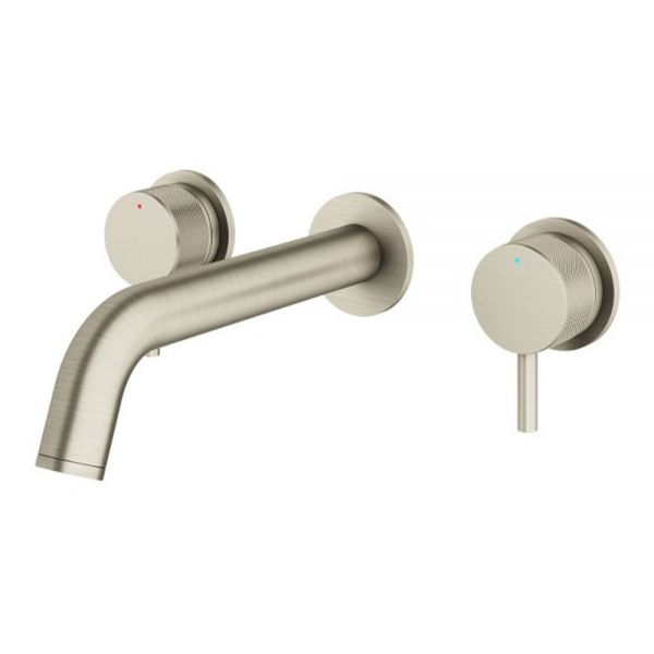 Abacus Iso Pro Brushed Nickel 3 Hole Wall Mounted Basin Mixer Tap