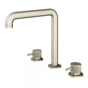 Abacus Iso Pro Brushed Nickel Deck Mounted 3 Hole Basin Mixer Tap