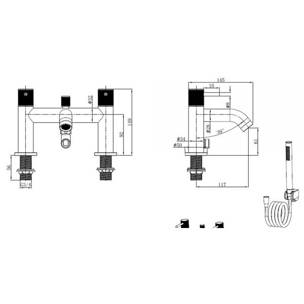 Abacus Iso Pro Brushed Nickel Bath Shower Mixer Tap #2