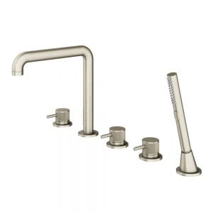 Abacus Iso Pro Brushed Nickel Deck Mounted 5 Hole Bath Shower Mixer Tap