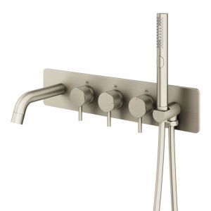 Abacus Iso Pro Brushed Nickel 5 Hole Wall Mounted Bath Shower Mixer Tap