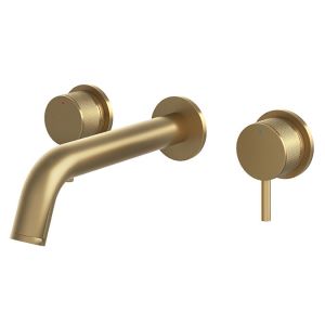 Abacus Iso Pro Brushed Brass 3 Hole Wall Mounted Basin Mixer Tap