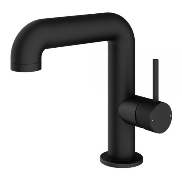 Abacus Iso Pro Matt Black Mono Basin Mixer Tap with Side Handle