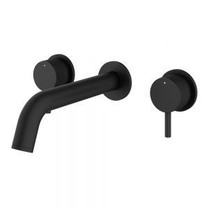 Abacus Iso Pro Matt Black 3 Hole Wall Mounted Basin Mixer Tap