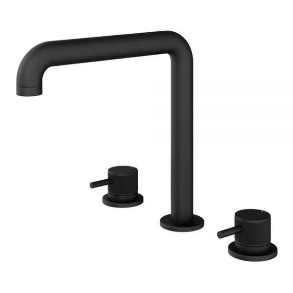 Abacus Iso Pro Matt Black Deck Mounted 3 Hole Basin Mixer Tap