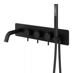 Abacus Iso Pro Matt Black 5 Hole Wall Mounted Bath Shower Mixer Tap