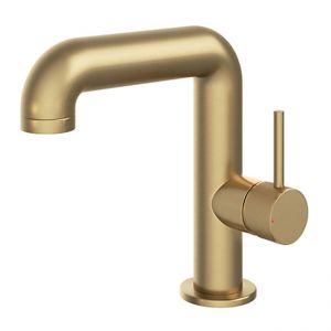 Abacus Iso Pro Brushed Brass Mono Basin Mixer Tap with Side Handle