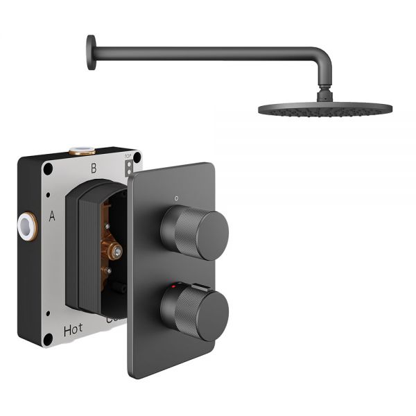 Abacus PK1 Iso Pro Anthracite Single Outlet Concealed Thermostatic Shower Pack