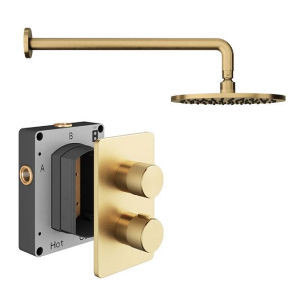 Abacus PK1 Iso Pro Brushed Brass Single Outlet Concealed Thermostatic Shower Pack