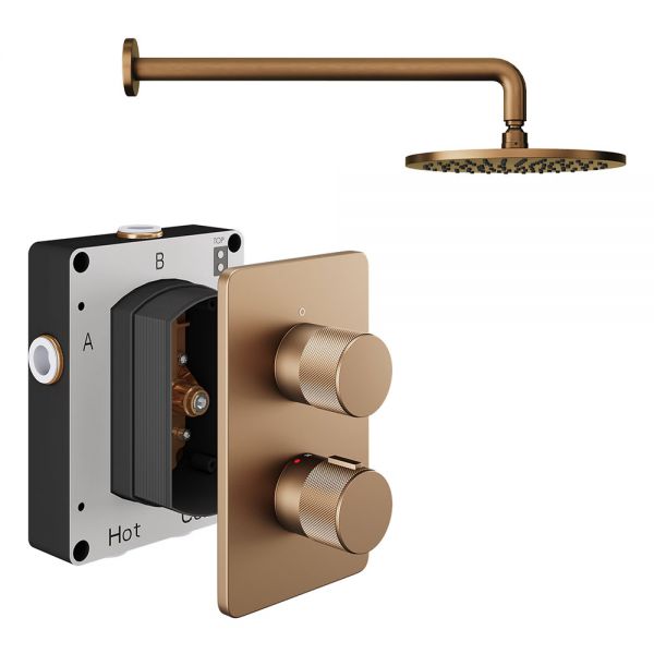 Abacus PK1 Iso Pro Brushed Bronze Single Outlet Concealed Thermostatic Shower Pack