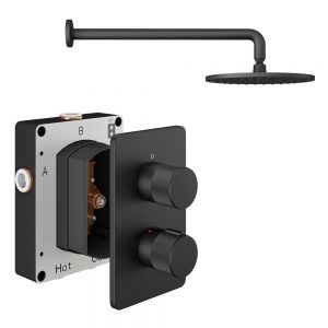 Abacus PK1 Iso Pro Matt Black Single Outlet Concealed Thermostatic Shower Pack
