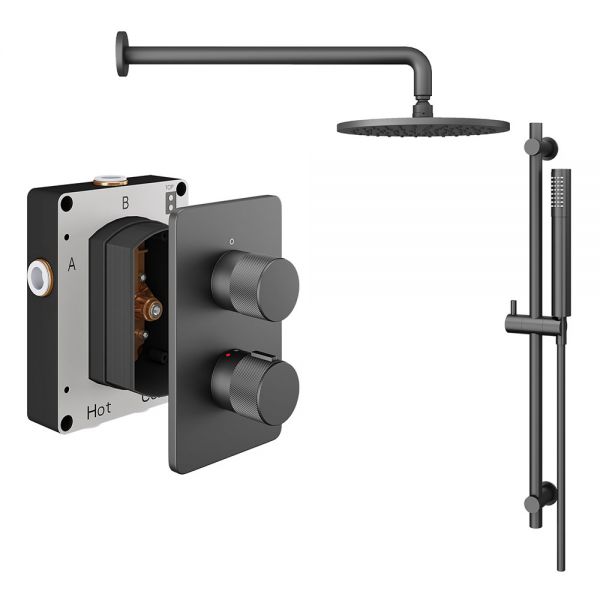 Abacus PK2 Iso Pro Anthracite Two Outlet Concealed Thermostatic Shower Pack