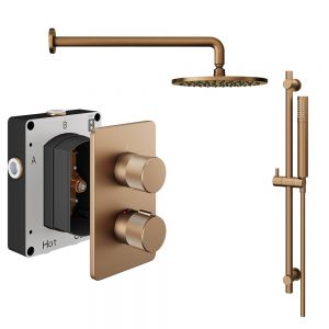 Abacus PK2 Iso Pro Brushed Bronze Two Outlet Concealed Thermostatic Shower Pack