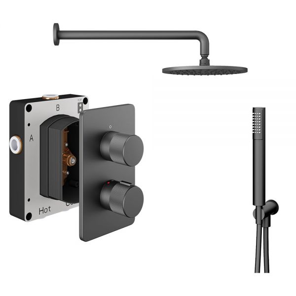 Abacus PK3 Iso Pro Anthracite Two Outlet Concealed Thermostatic Shower Pack