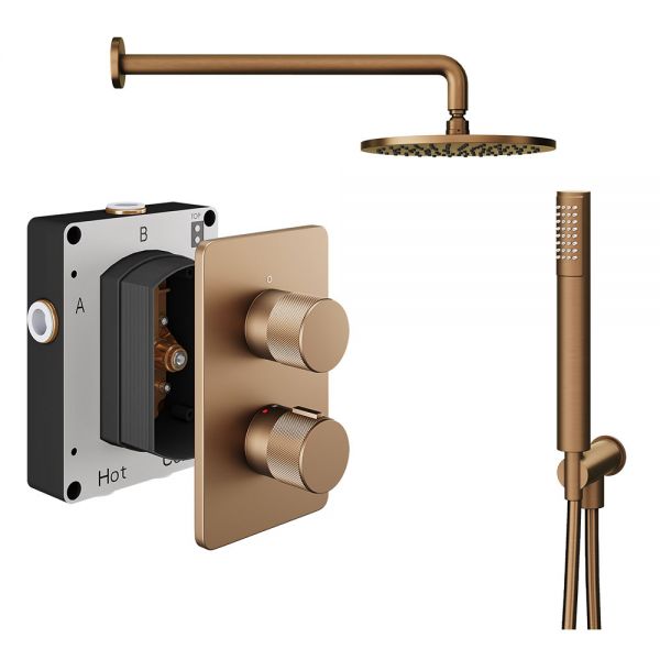 Abacus PK3 Iso Pro Brushed Bronze Two Outlet Concealed Thermostatic Shower Pack