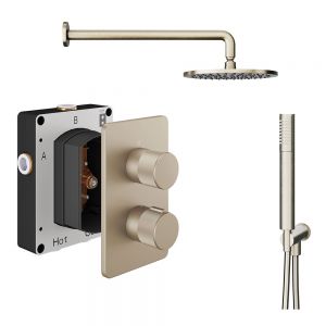 Abacus PK3 Iso Pro Brushed Nickel Two Outlet Concealed Thermostatic Shower Pack