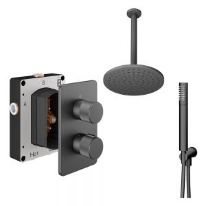 Abacus PK4 Iso Pro Anthracite Two Outlet Concealed Thermostatic Shower Pack