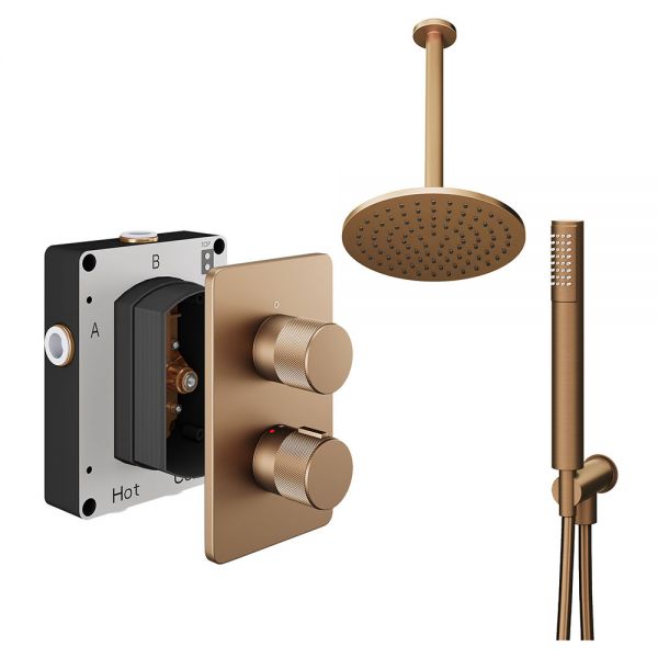 Abacus PK4 Iso Pro Brushed Bronze Two Outlet Concealed Thermostatic Shower Pack