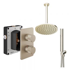 Abacus PK4 Iso Pro Brushed Nickel Two Outlet Concealed Thermostatic Shower Pack