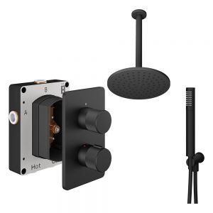 Abacus PK4 Iso Pro Matt Black Two Outlet Concealed Thermostatic Shower Pack