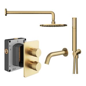 Abacus PK5 Iso Pro Brushed Brass Three Outlet Concealed Thermostatic Shower Pack