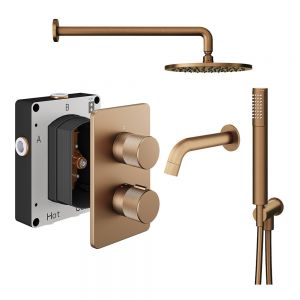Abacus PK5 Iso Pro Brushed Bronze Three Outlet Concealed Thermostatic Shower Pack