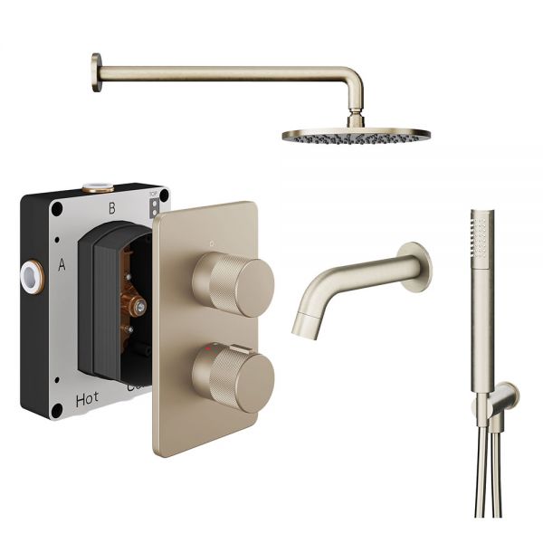 Abacus PK5 Iso Pro Brushed Nickel Three Outlet Concealed Thermostatic Shower Pack