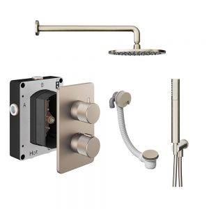 Abacus PK6 Iso Pro Brushed Nickel Three Outlet Concealed Thermostatic Shower Pack