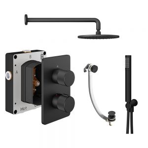 Abacus PK6 Iso Pro Matt Black Three Outlet Concealed Thermostatic Shower Pack
